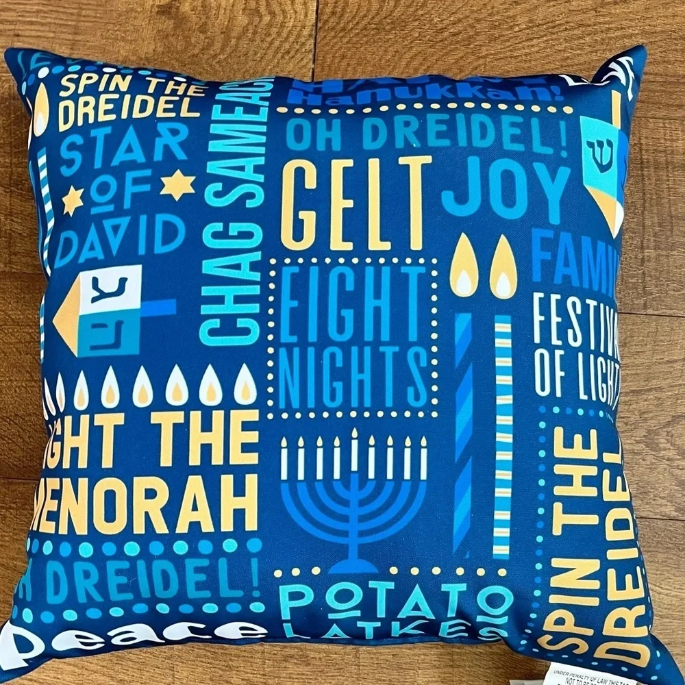 2 brand new Hanukkah pillows “light the menorah” 18”x18” decor 8 nights